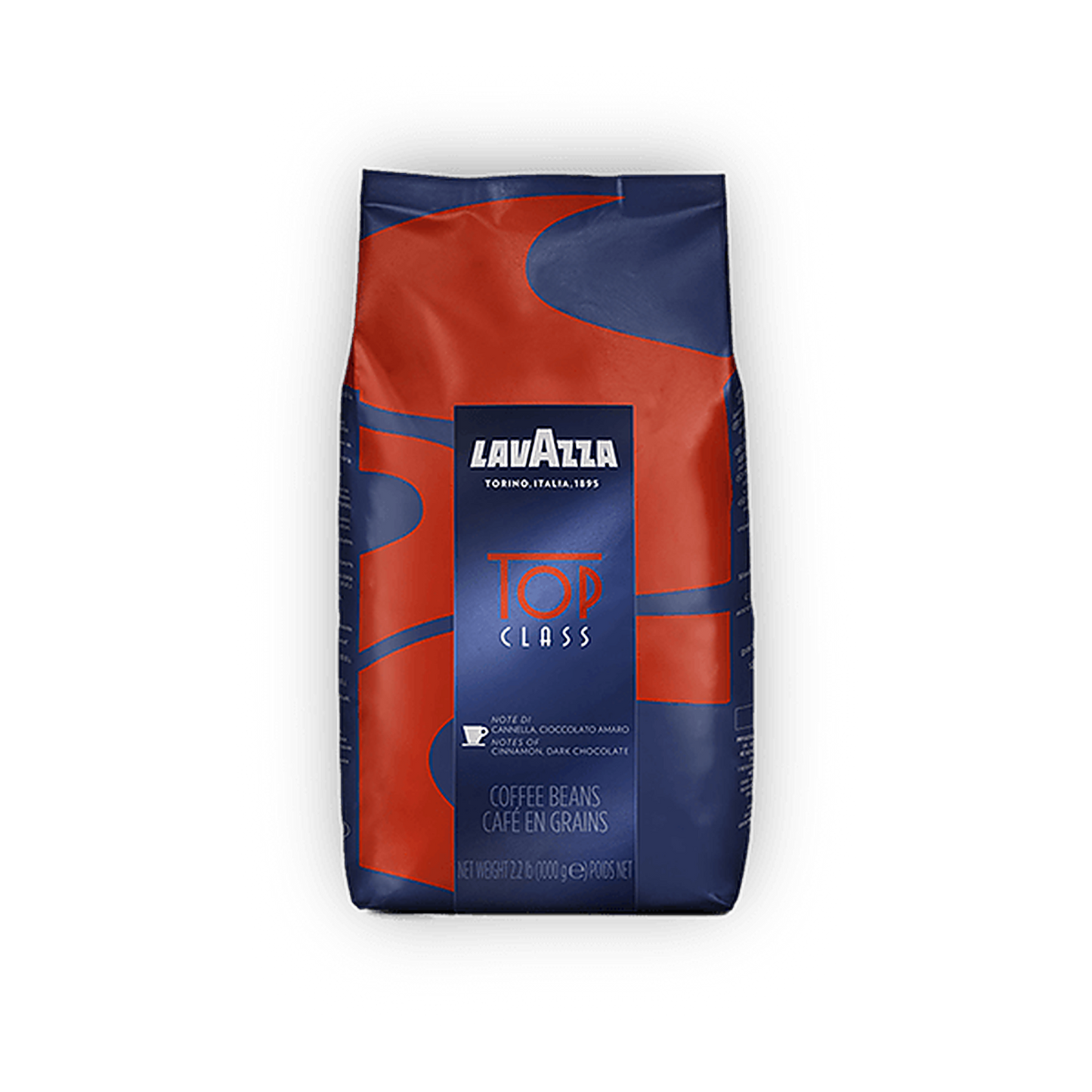 Lavazza Top Class cafea boabe 1 kg – ambalaj original complet, fundal transparent