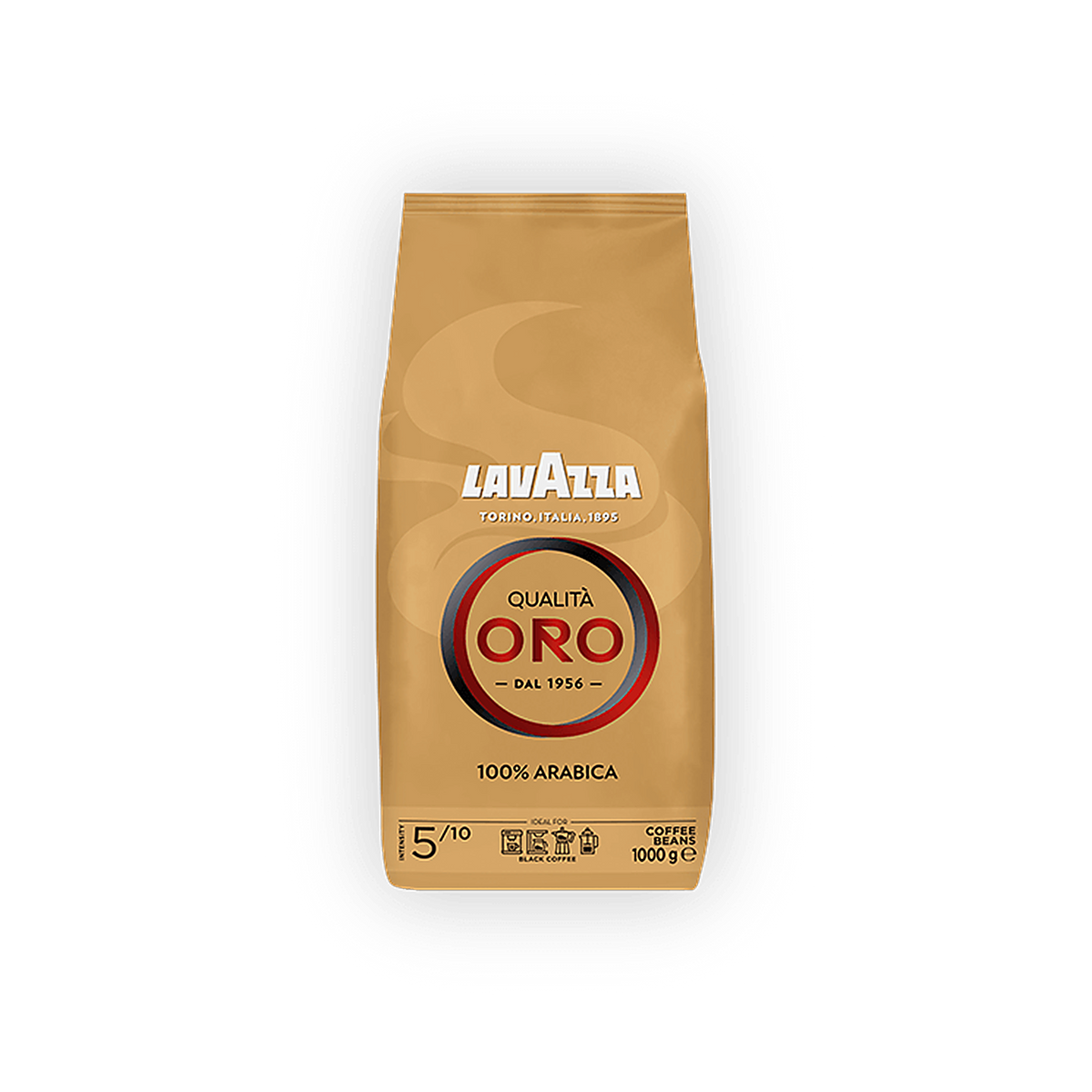 Lavazza Qualità Oro cafea boabe 1 kg – ambalaj original complet, fundal transparent