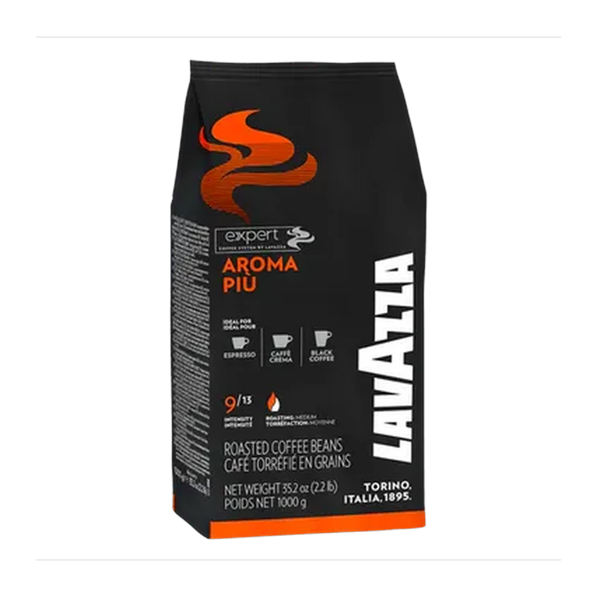 Lavazza Expert Aroma Più cafea boabe 1 kg – ambalaj original complet, fundal transparent