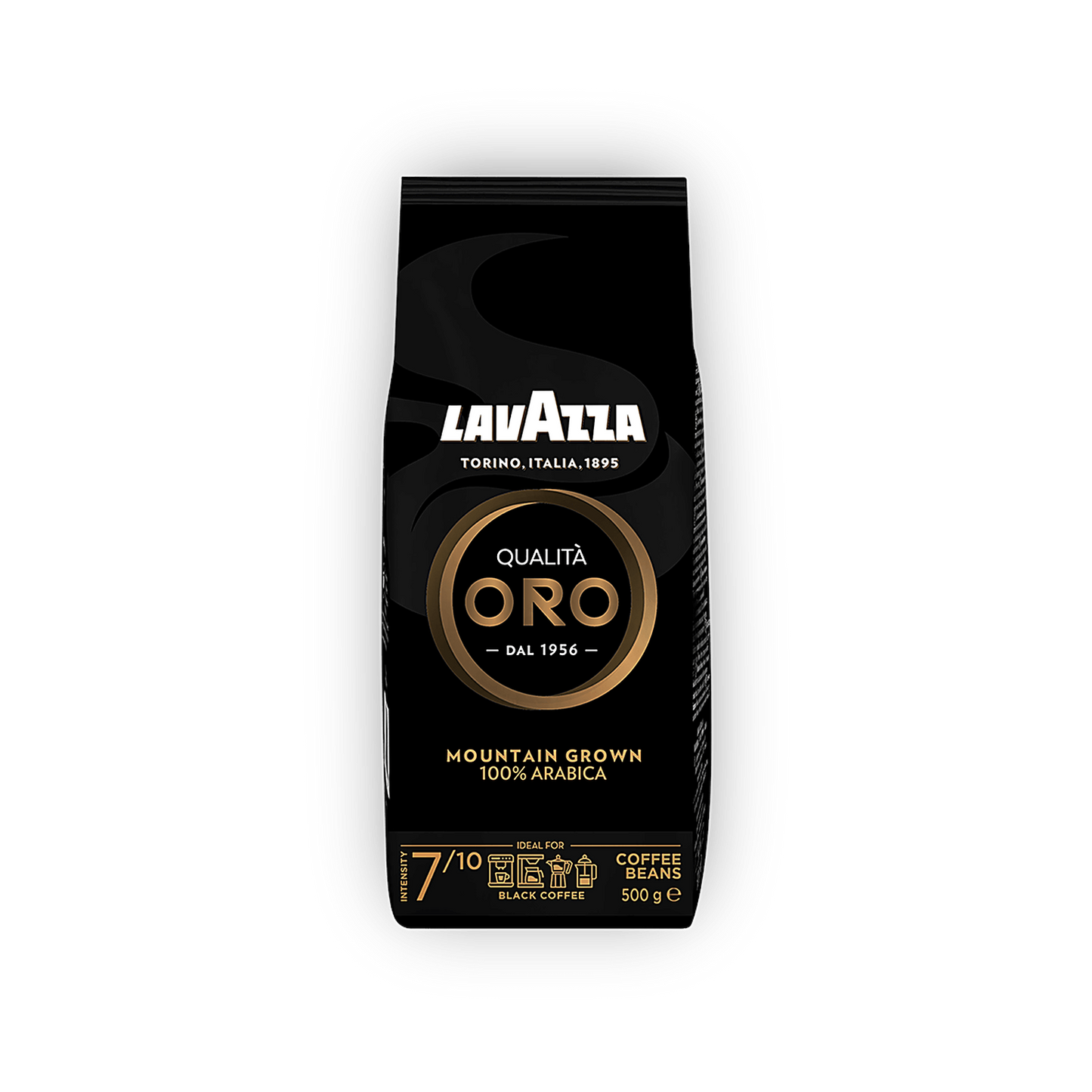 Lavazza Oro Mountain Grown cafea boabe 1 kg – ambalaj original complet, fundal transparent