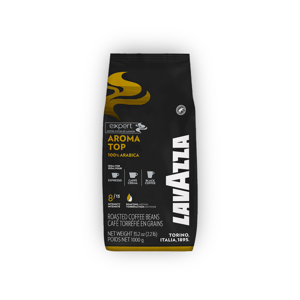Lavazza Expert Aroma Top cafea boabe 1 kg – ambalaj original complet, fundal transparent