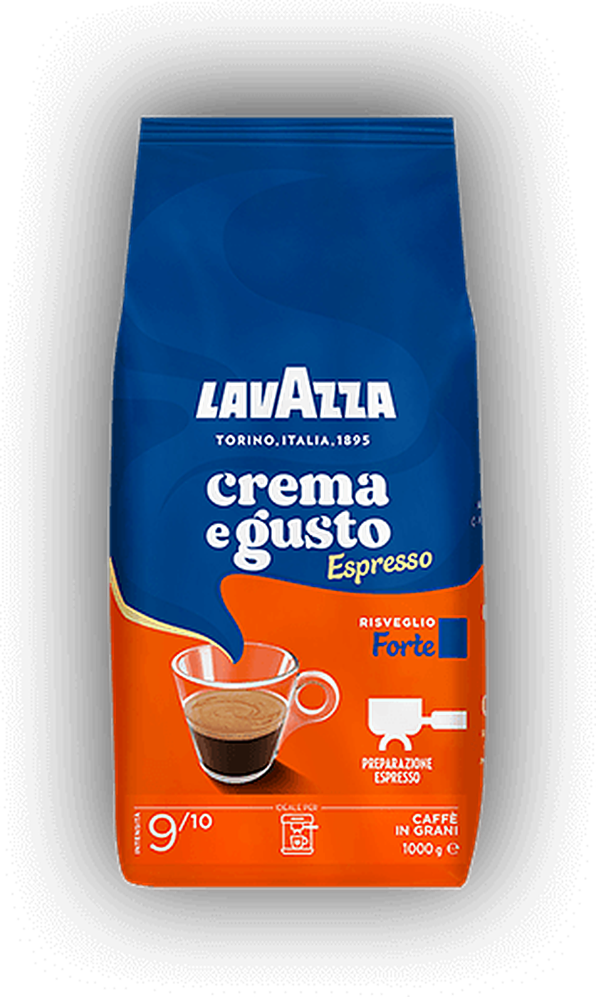 Lavazza Espresso Gusto Forte cafea boabe 1 kg – ambalaj original, fundal transparent