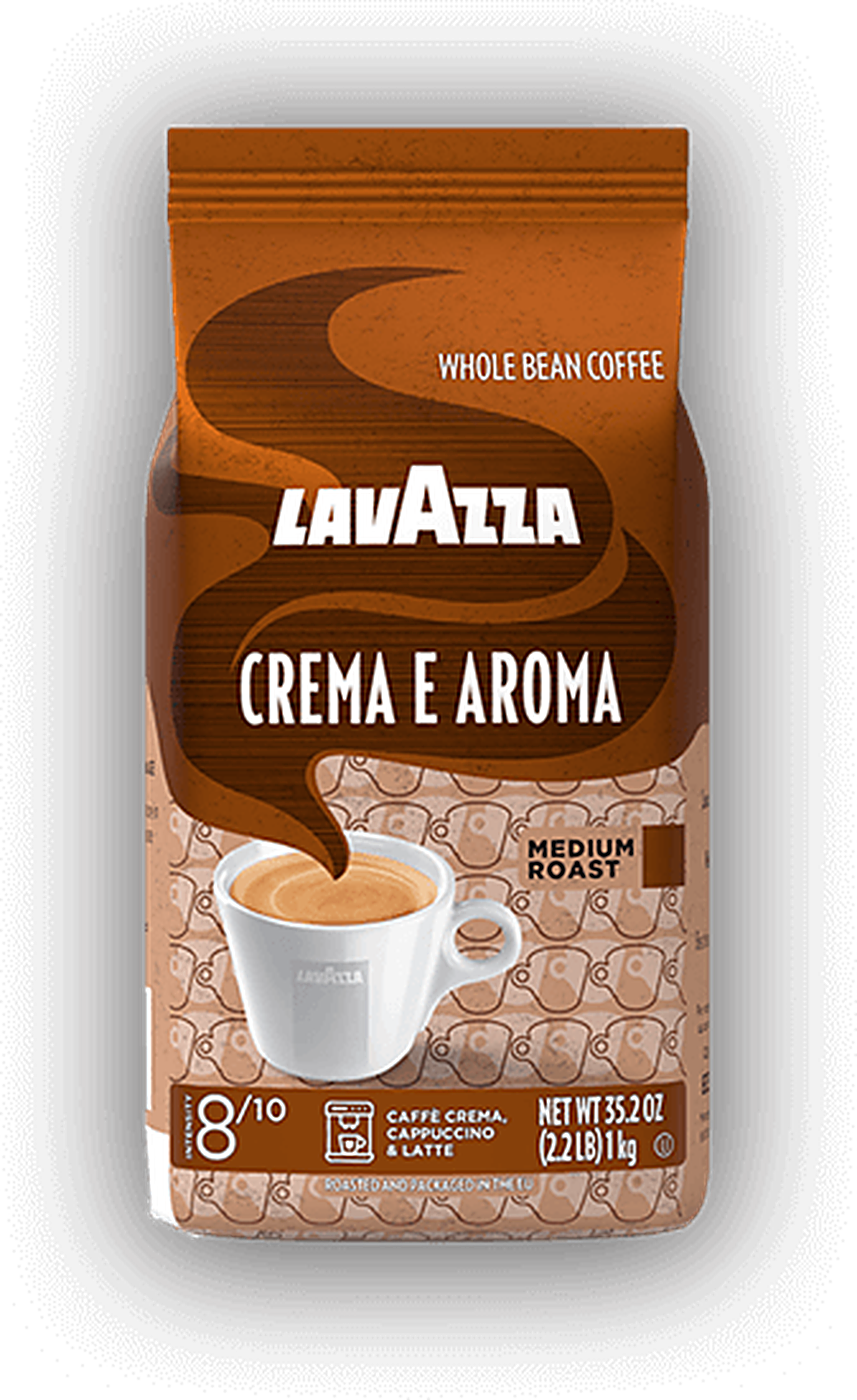 Lavazza Crema e Aroma cafea boabe 1 kg – ambalaj original, fundal transparent