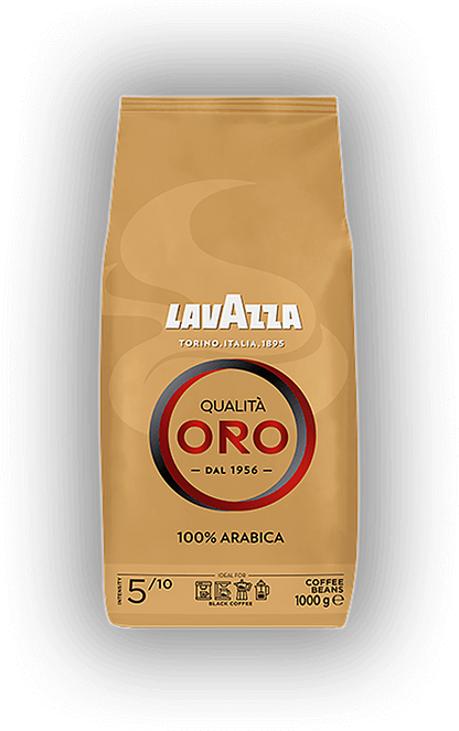 Lavazza Qualità Oro cafea boabe 1 kg – ambalaj original, fundal transparent