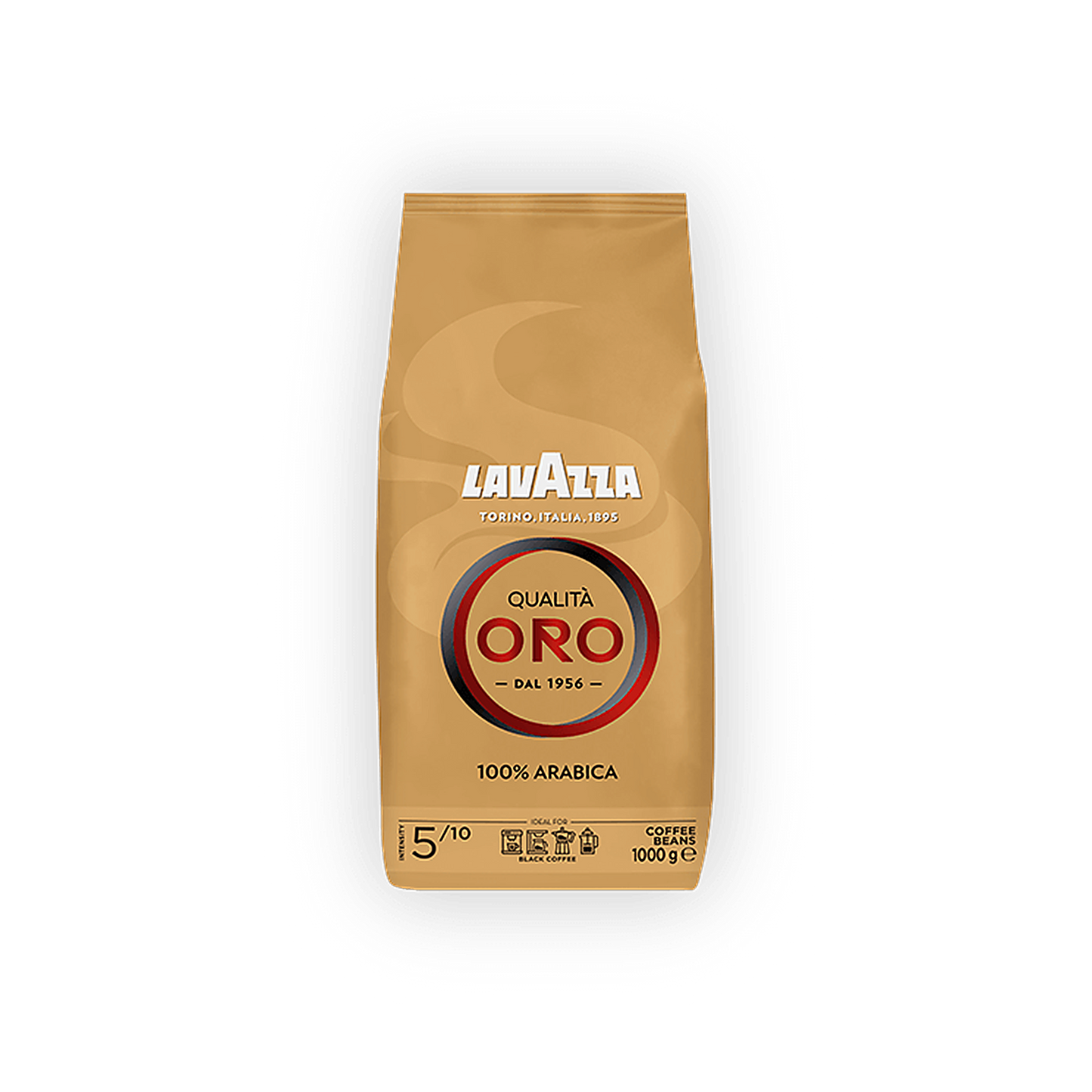 Lavazza Qualità Oro cafea boabe 1 kg – ambalaj original complet, fundal transparent