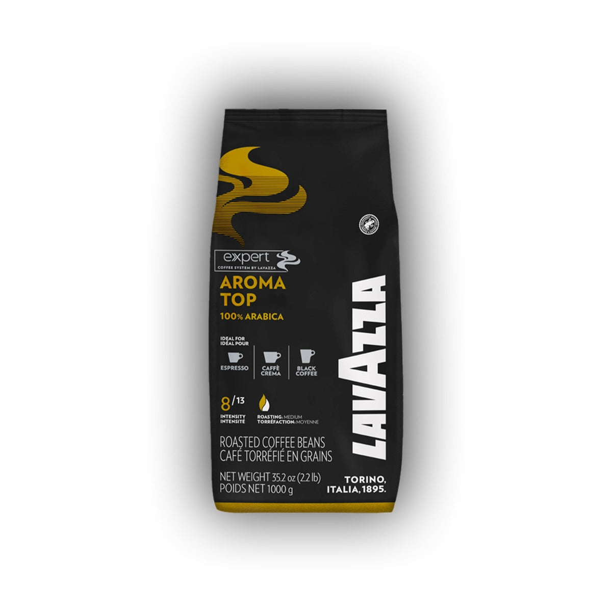 Lavazza Expert Aroma Top cafea boabe 1 kg – ambalaj original, fundal alb