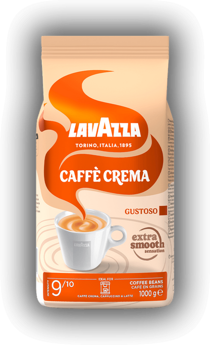 Lavazza Caffè Crema Gustoso cafea boabe 1 kg – ambalaj original, fundal transparent