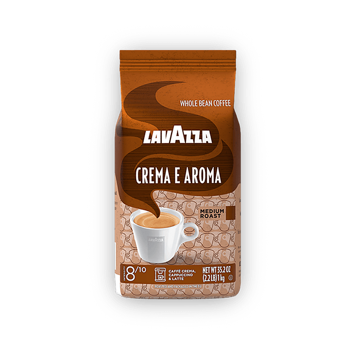 Lavazza Crema e Aroma cafea boabe 1 kg – ambalaj original complet, fundal transparent