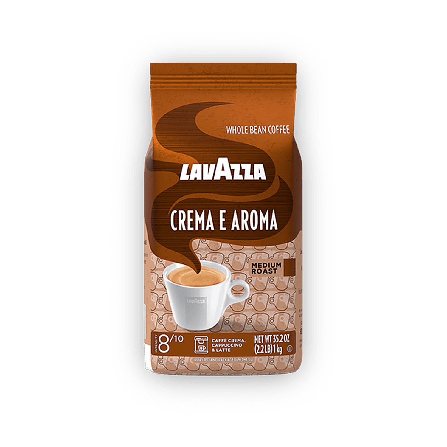 Lavazza Crema e Aroma cafea boabe 1 kg – ambalaj original complet, fundal transparent