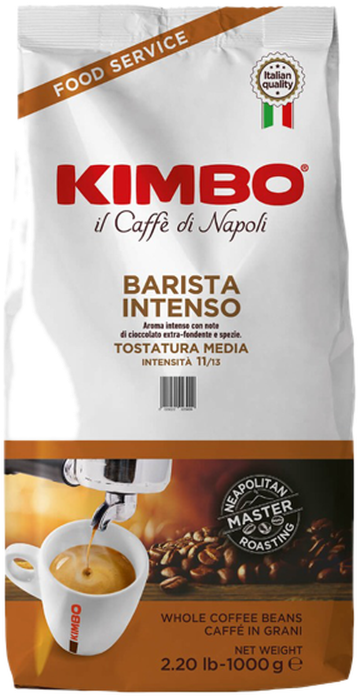 Kimbo Barista Intenso cafea boabe 1 kg – ambalaj original, fundal transparent
