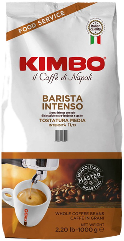 Kimbo Barista Intenso cafea boabe 1 kg – ambalaj original, fundal transparent