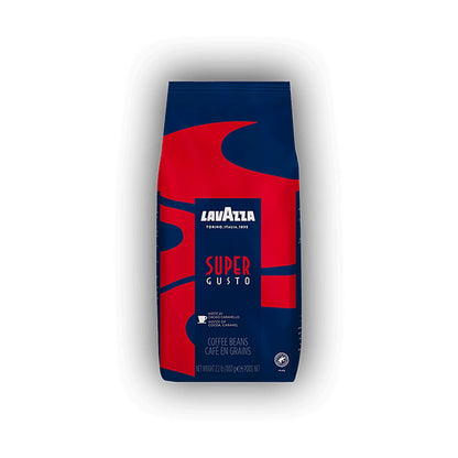 Lavazza Super Gusto UTZ cafea boabe 1 kg – ambalaj original, fundal alb