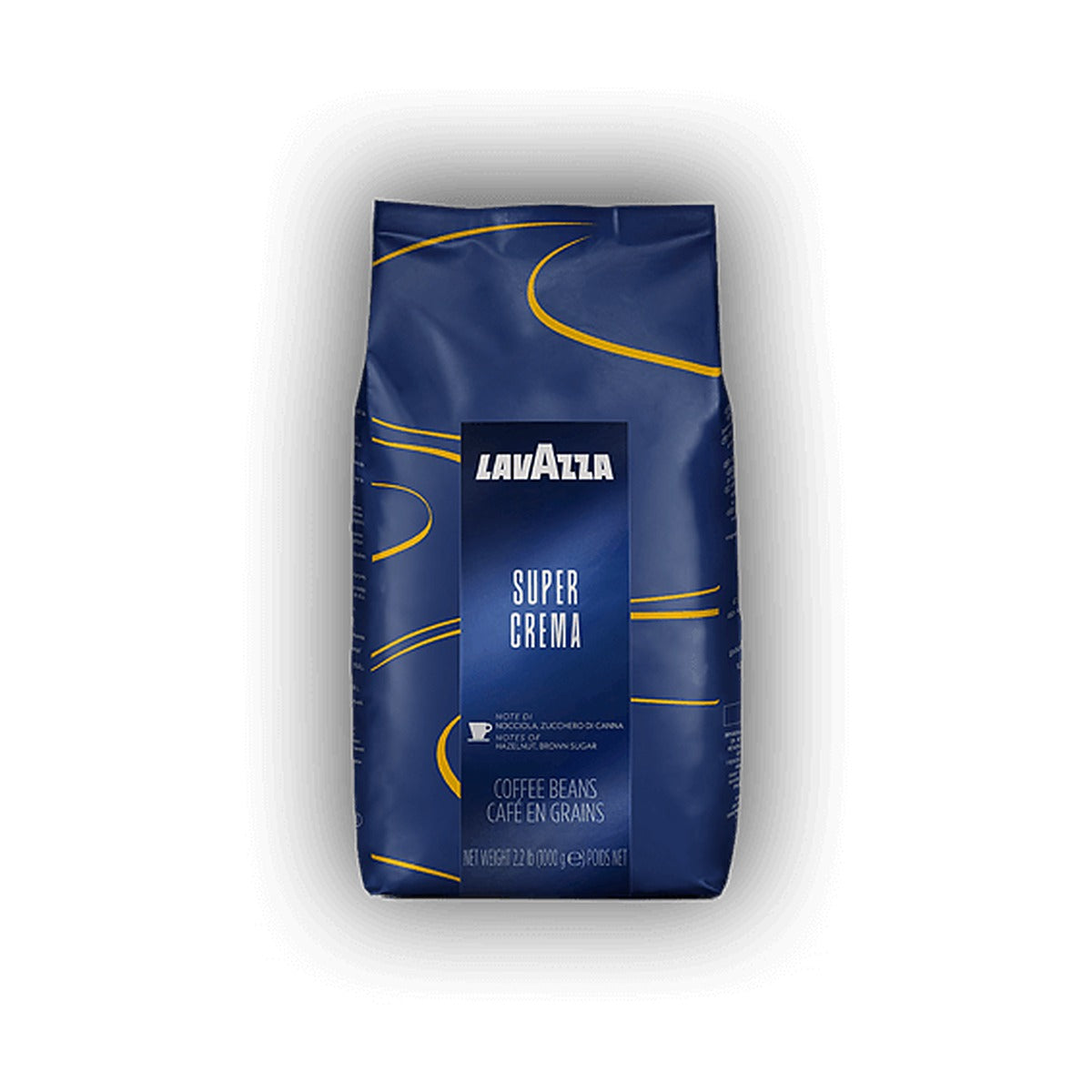 Lavazza Super Crema cafea boabe 1 kg – ambalaj original, fundal alb