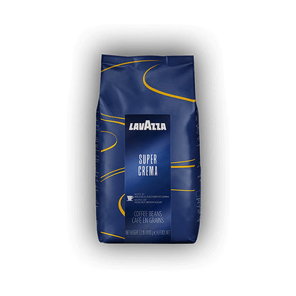 Lavazza Super Crema cafea boabe 1 kg – ambalaj original, fundal alb