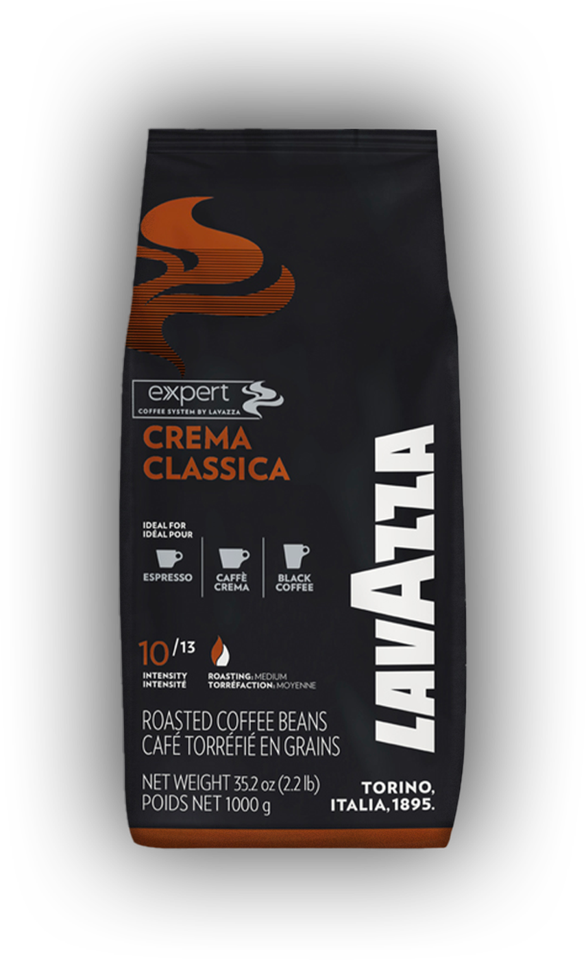 Lavazza Expert Crema Classica cafea boabe 1 kg – ambalaj original, fundal transparent