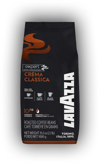 Lavazza Expert Crema Classica cafea boabe 1 kg – ambalaj original, fundal transparent
