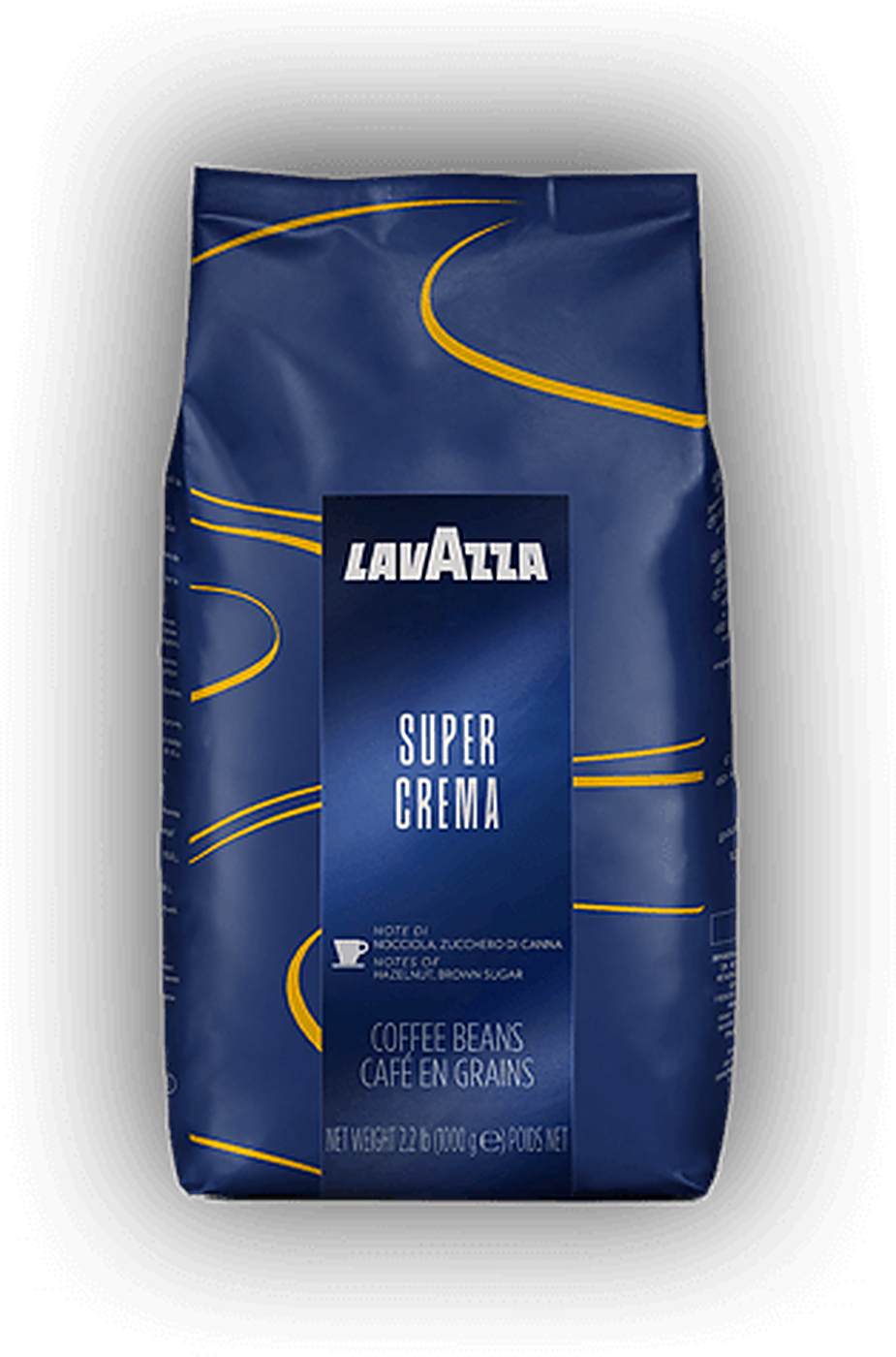Lavazza Super Crema cafea boabe 1 kg – ambalaj original, fundal transparent