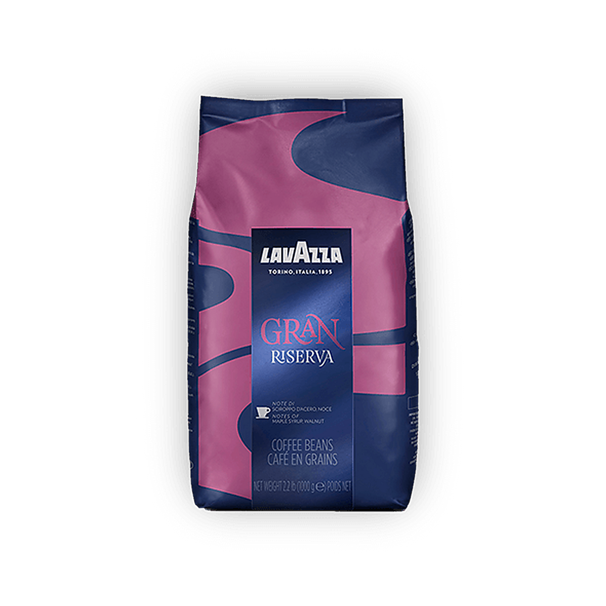 Lavazza Gran Riserva cafea boabe 1 kg – ambalaj original complet, fundal transparent