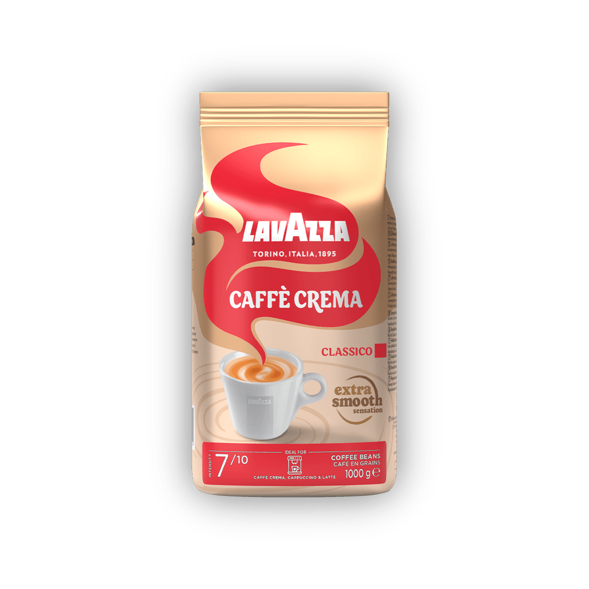 Lavazza Caffè Crema Classico cafea boabe 1 kg – ambalaj original complet, fundal transparent