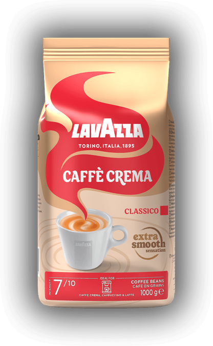 Lavazza Caffè Crema Classico cafea boabe 1 kg – ambalaj original, fundal transparent