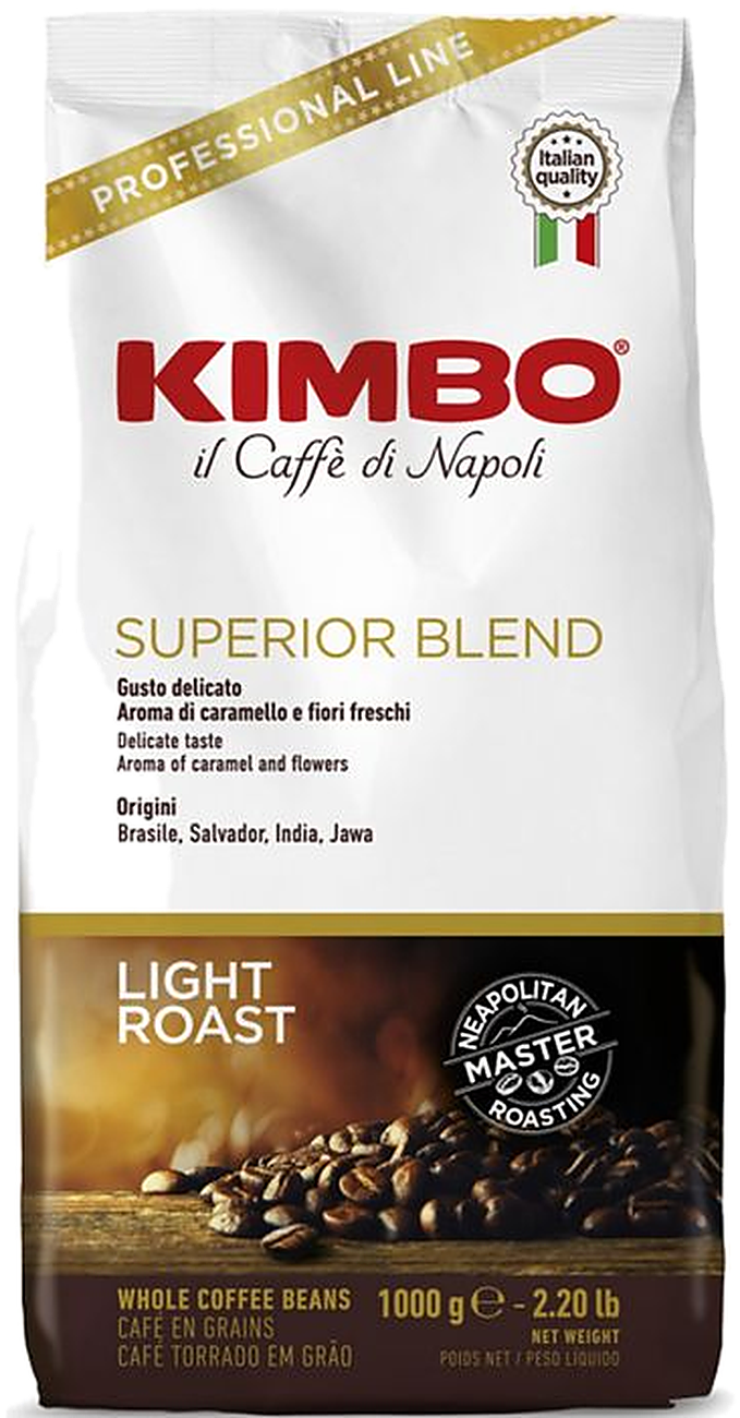 Kimbo Espresso Bar Superior Blend cafea boabe 1 kg – ambalaj original, fundal transparent