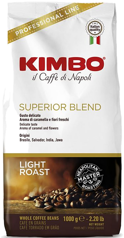 Kimbo Espresso Bar Superior Blend cafea boabe 1 kg – ambalaj original, fundal transparent