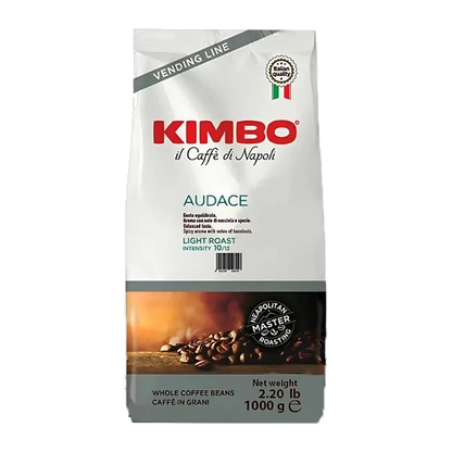 Kimbo Vending Audace cafea boabe 1 kg – ambalaj original complet, fundal transparent