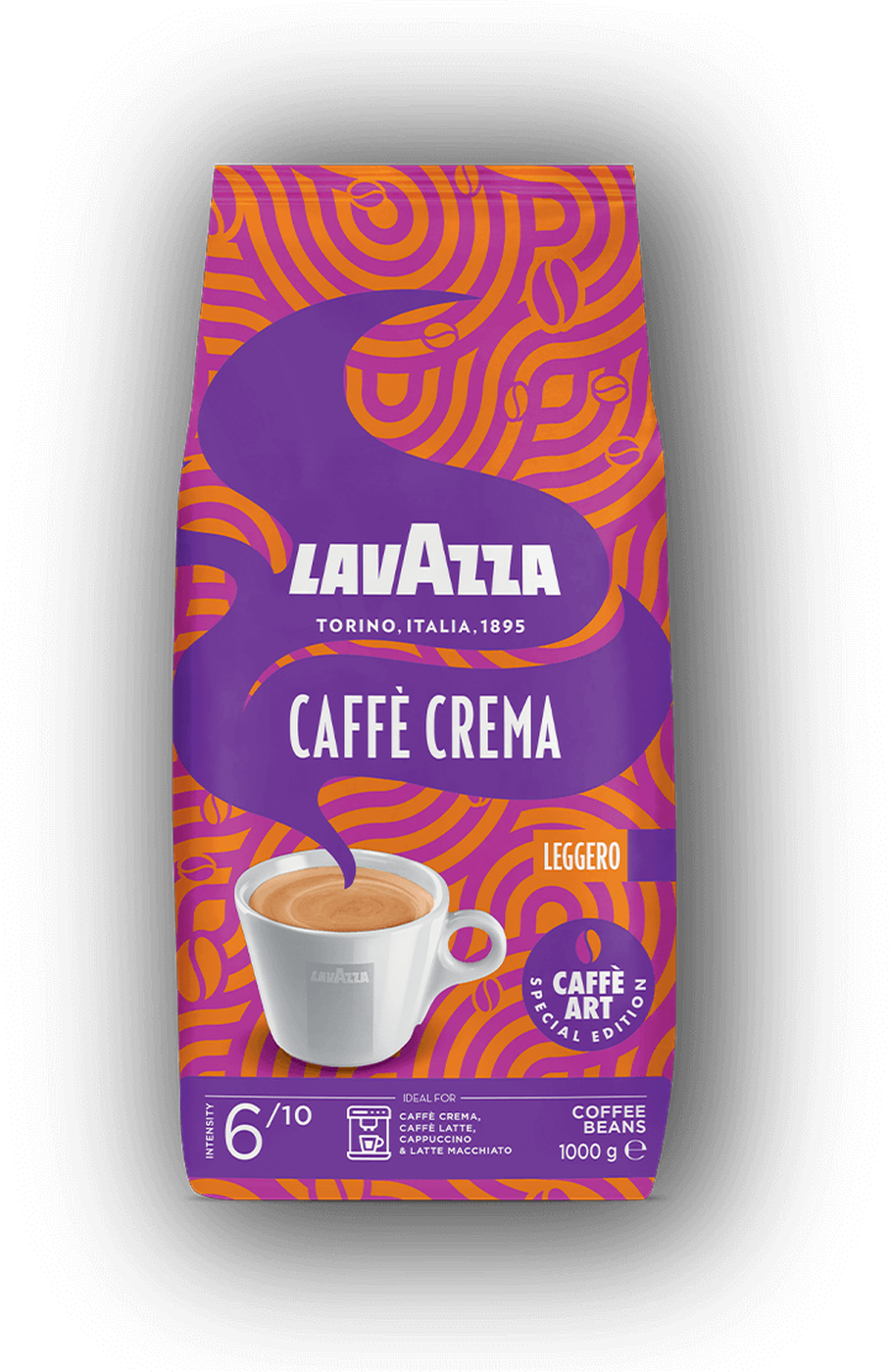 Lavazza Caffè Crema Leggero cafea boabe 1 kg – ambalaj original, fundal transparent