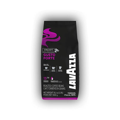 Lavazza Gusto Forte Vending cafea boabe 1 kg – ambalaj original, fundal alb