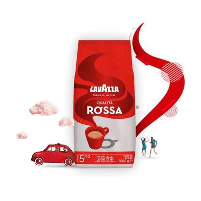 Lavazza Qualità Rossa cafea boabe 1 kg – ambalaj original, fundal alb
