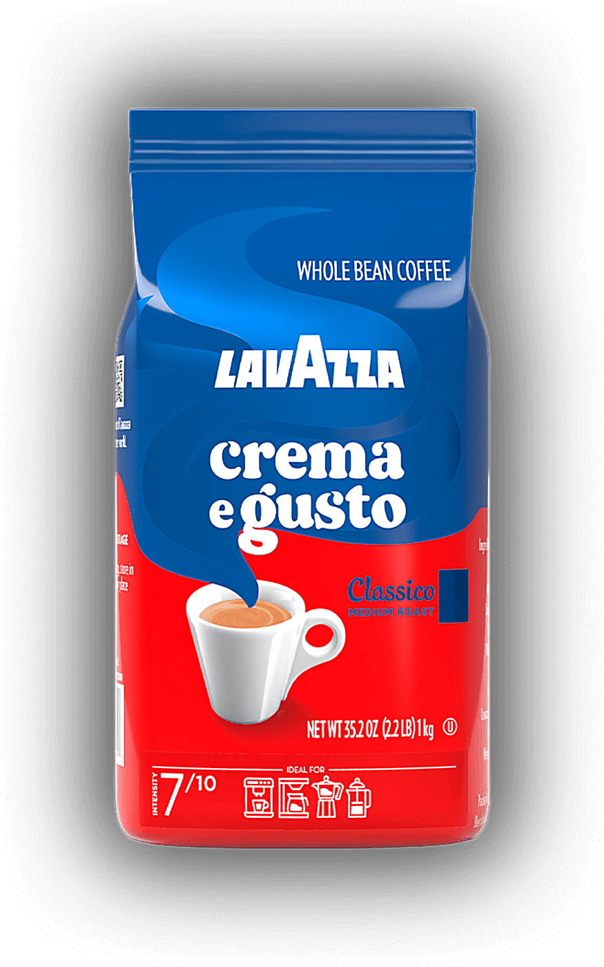 Lavazza Crema e Gusto Classico cafea boabe 1 kg – ambalaj original, fundal transparent