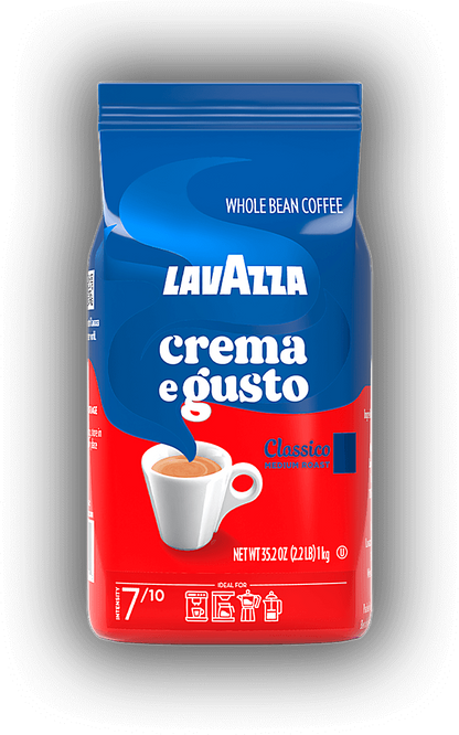 Lavazza Crema e Gusto Classico cafea boabe 1 kg – ambalaj original, fundal transparent