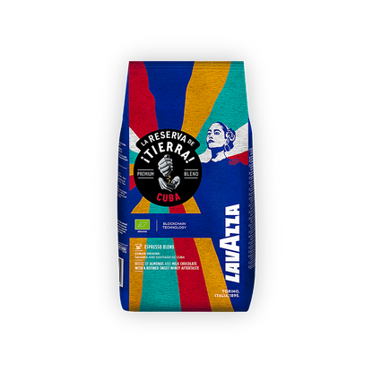 Lavazza Tierra Cuba cafea boabe 1 kg – ambalaj original complet, fundal transparent