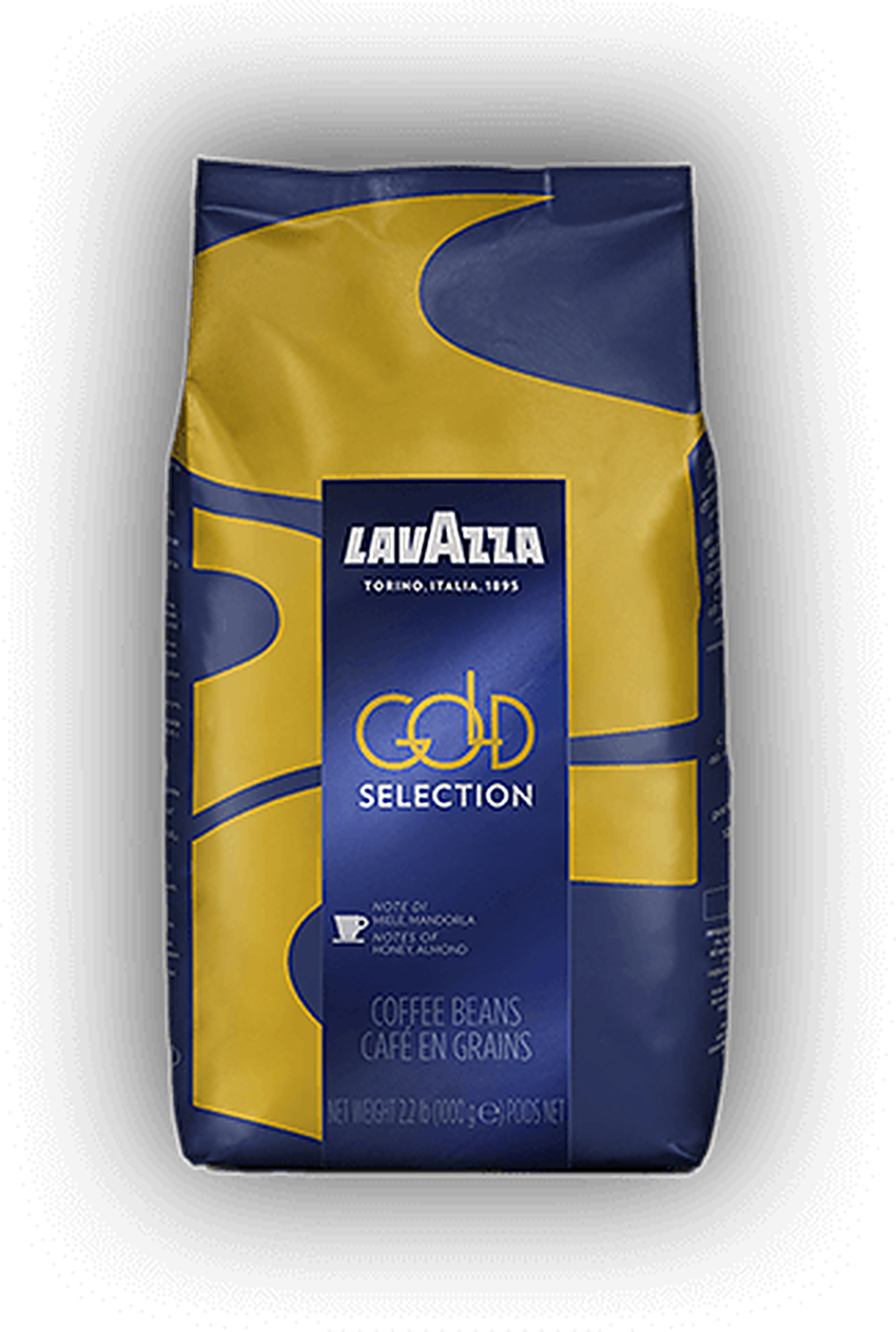 Lavazza Gold Selection cafea boabe 1 kg – ambalaj original, fundal transparent