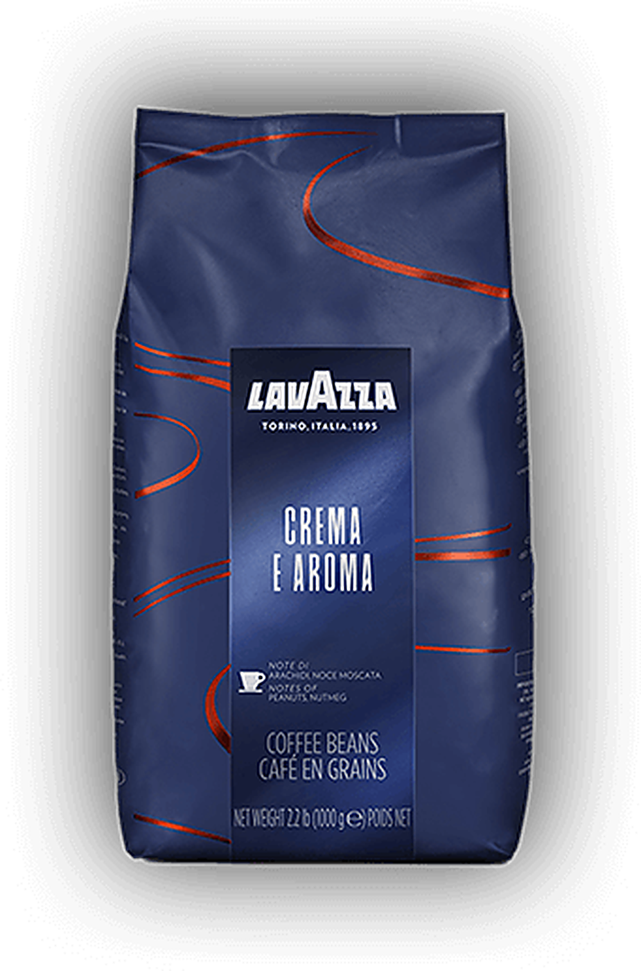 Lavazza Crema e Aroma Espresso cafea boabe 1 kg – ambalaj original, fundal transparent