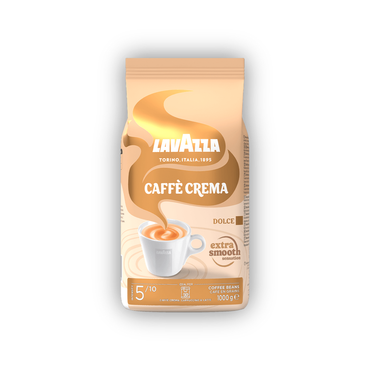 Lavazza Caffè Crema Dolce cafea boabe 1 kg – ambalaj original complet, fundal transparent