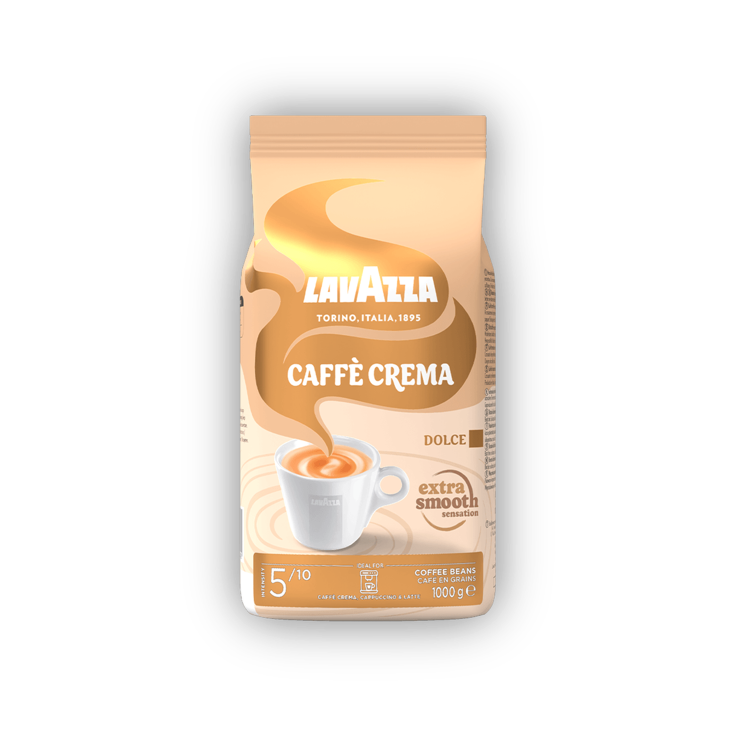 Lavazza Caffè Crema Dolce cafea boabe 1 kg – ambalaj original complet, fundal transparent