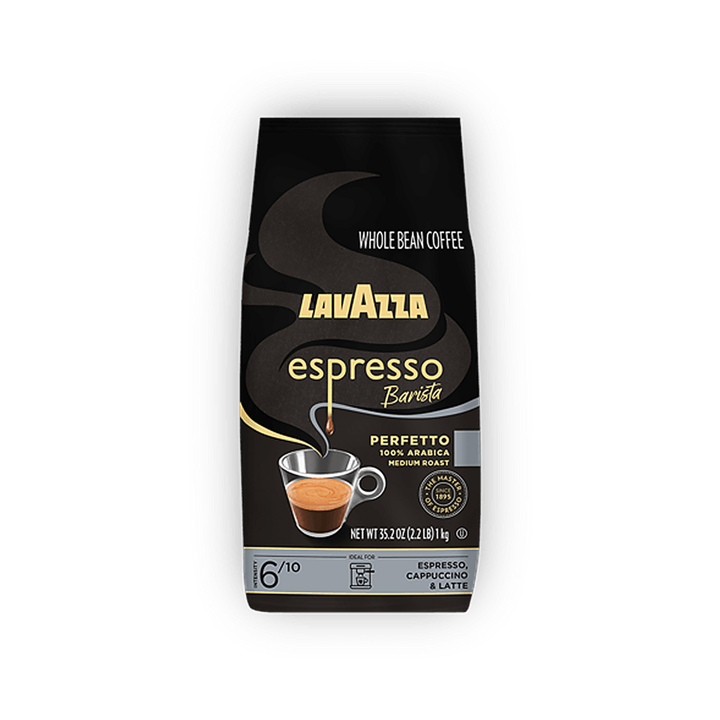 Lavazza Espresso Barista Perfetto cafea boabe 1 kg – ambalaj original complet, fundal transparent
