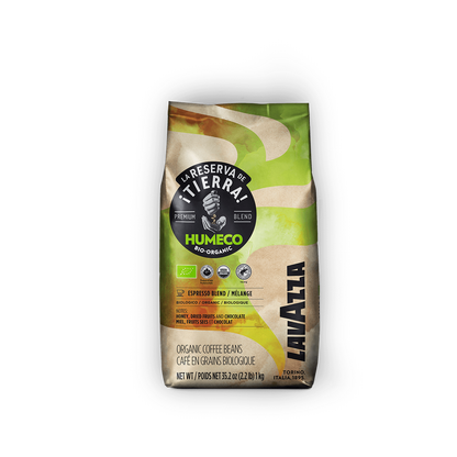 Lavazza Tierra Humeco Bio Organic cafea boabe 1 kg – ambalaj original complet, fundal transparent