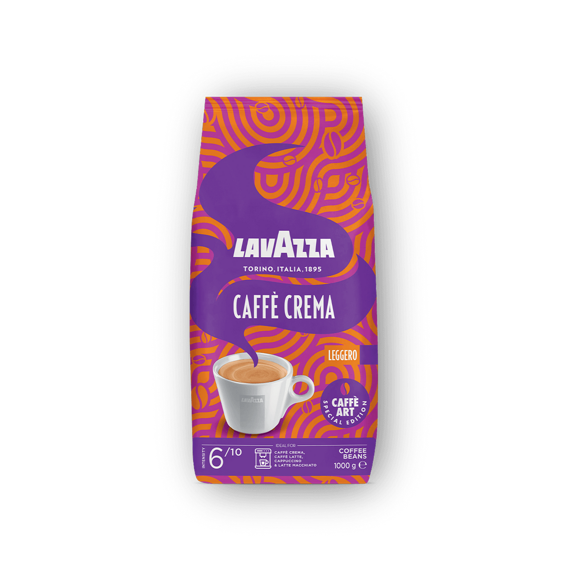 Lavazza Caffè Crema Leggero cafea boabe 1 kg – ambalaj original complet, fundal transparent
