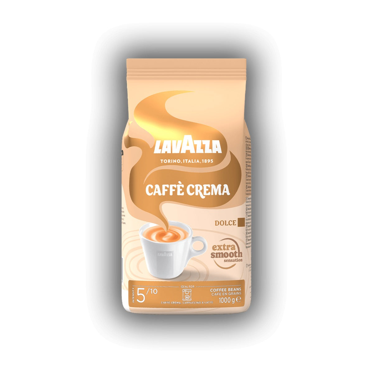 Lavazza Caffè Crema Dolce cafea boabe 1 kg – ambalaj original, fundal alb