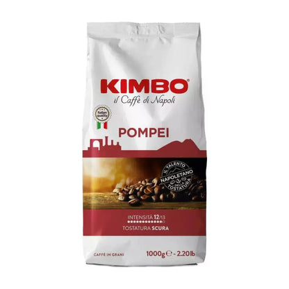 Kimbo Pompei cafea boabe 1 kg – ambalaj față, fundal alb