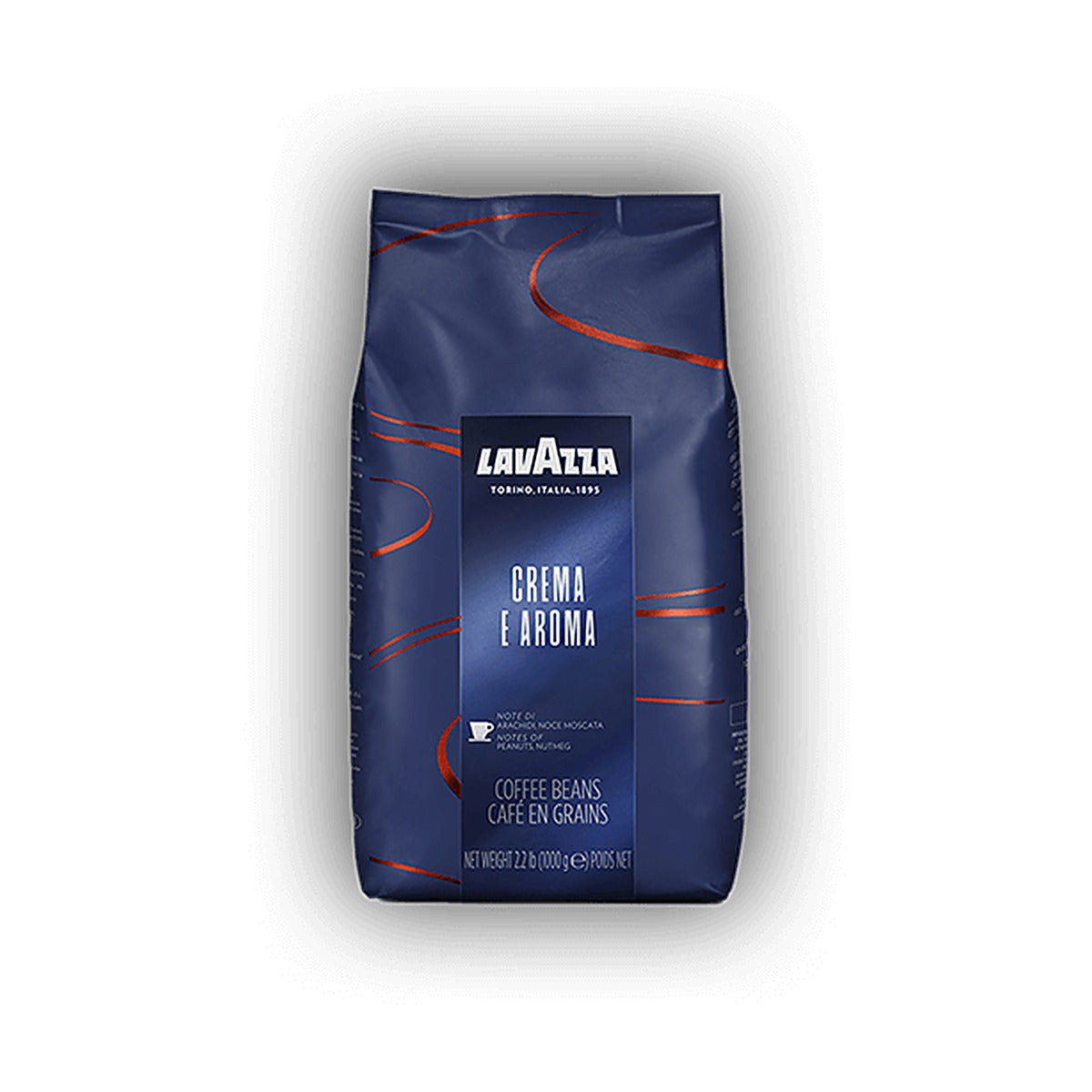 Lavazza Crema e Aroma Espresso cafea boabe 1 kg – ambalaj original, fundal alb