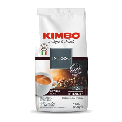 Kimbo Aroma Intenso cafea boabe 1 kg – ambalaj original complet, fundal transparent