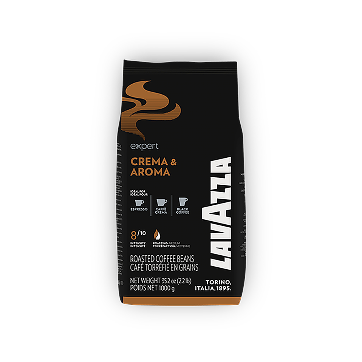 Lavazza Crema e Aroma Vending cafea boabe 1 kg – ambalaj original complet, fundal transparent