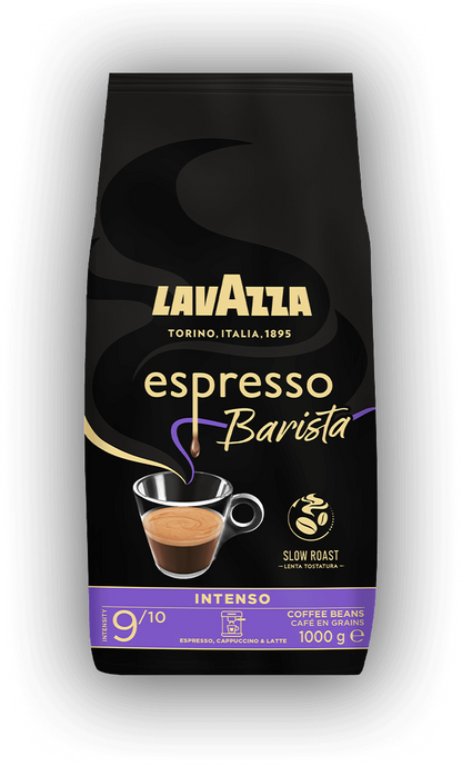 Lavazza Espresso Barista Intenso cafea boabe 1 kg – ambalaj original, fundal transparent