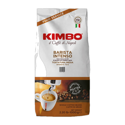 Kimbo Barista Intenso cafea boabe 1 kg – ambalaj original complet, fundal transparent