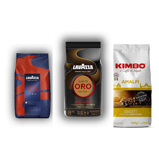 Pachet Rafinament Italian – Lavazza Top Class, Lavazza Oro Dark Roast și Kimbo Amalfi, 3 × 1kg cafea boabe