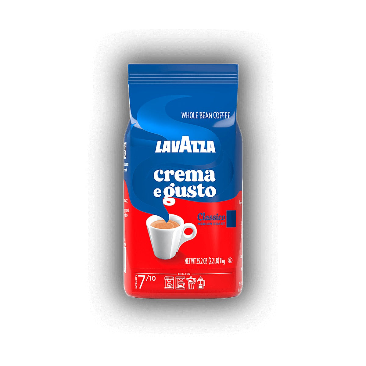 Lavazza Crema e Gusto Classico cafea boabe 1 kg – ambalaj original, fundal alb