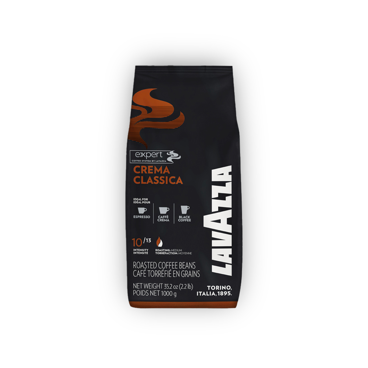 Lavazza Expert Crema Classica cafea boabe 1 kg – ambalaj original complet, fundal transparent
